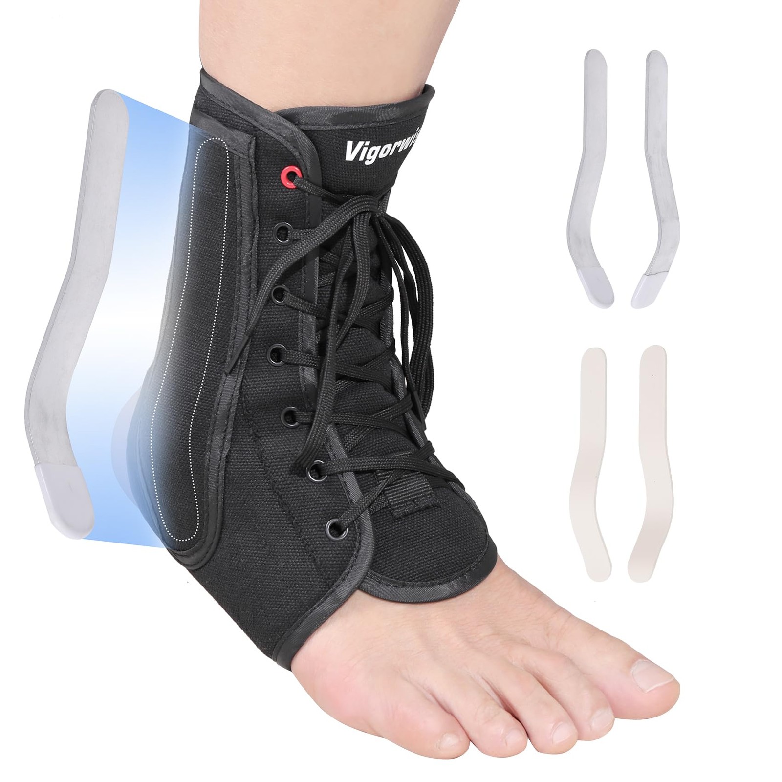 Ankle Brace for Sprained Ankle Lace up Ankle Brace with 1Pair Metal and Plast…