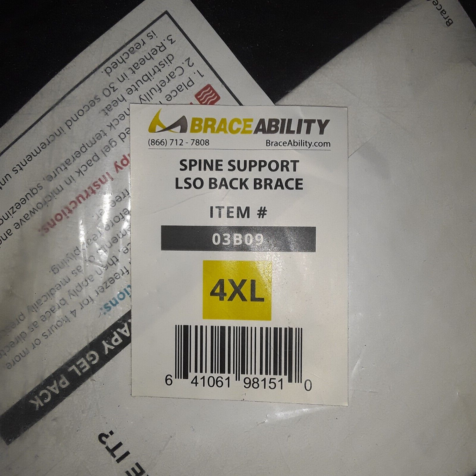 brace ability BRACEABILITY SPINE SUPPORT LSO BACK BRACE 03B09 4XL