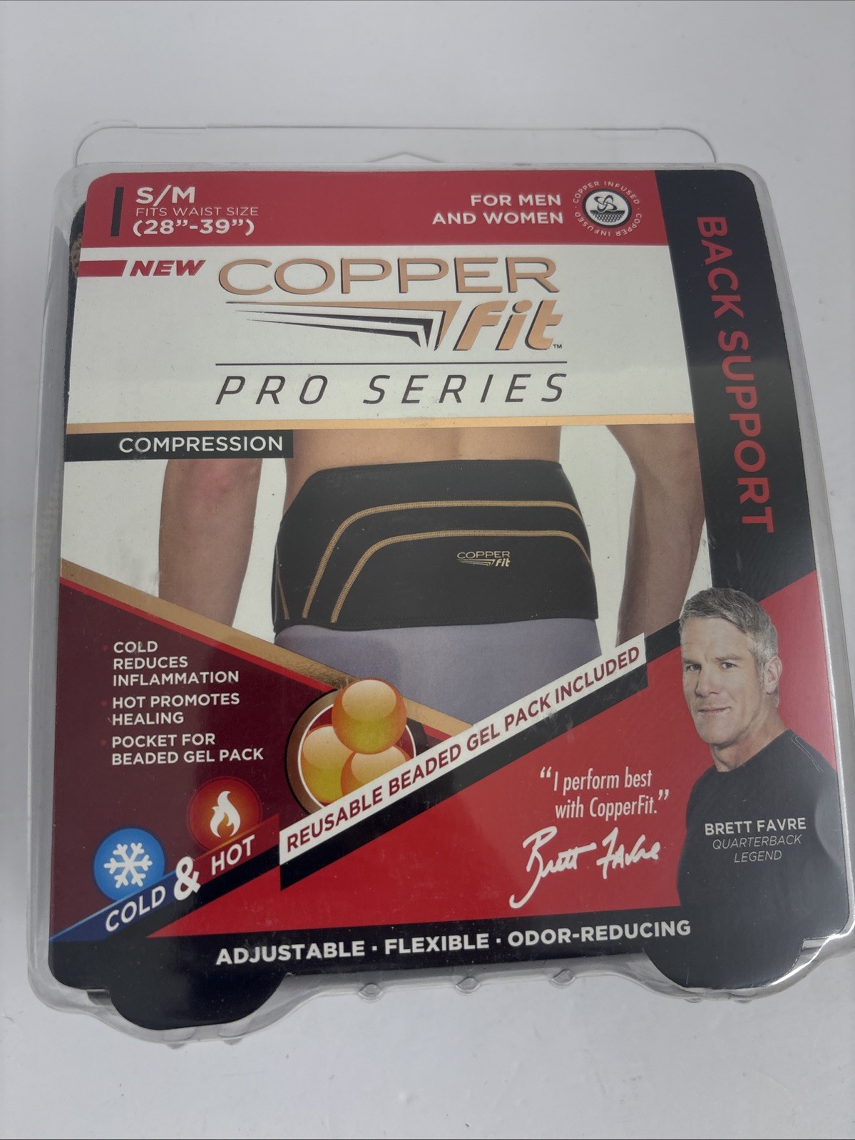 NEW Copper Fit Compression Back Support Belt Adjustable S/M 28-39 Waist Brace