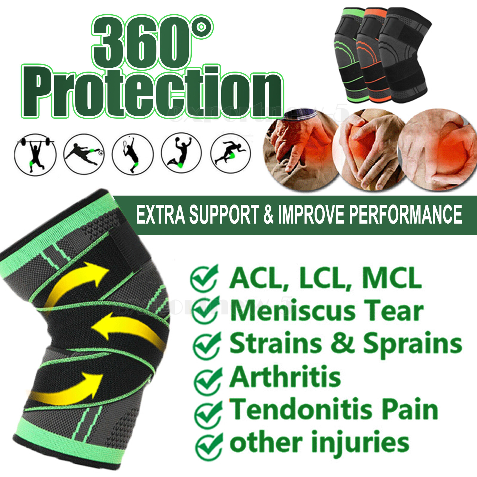 Circa Knee Savers Sleeve Compression Tendon Brace for Arthritis Pain Relief1x/2x
