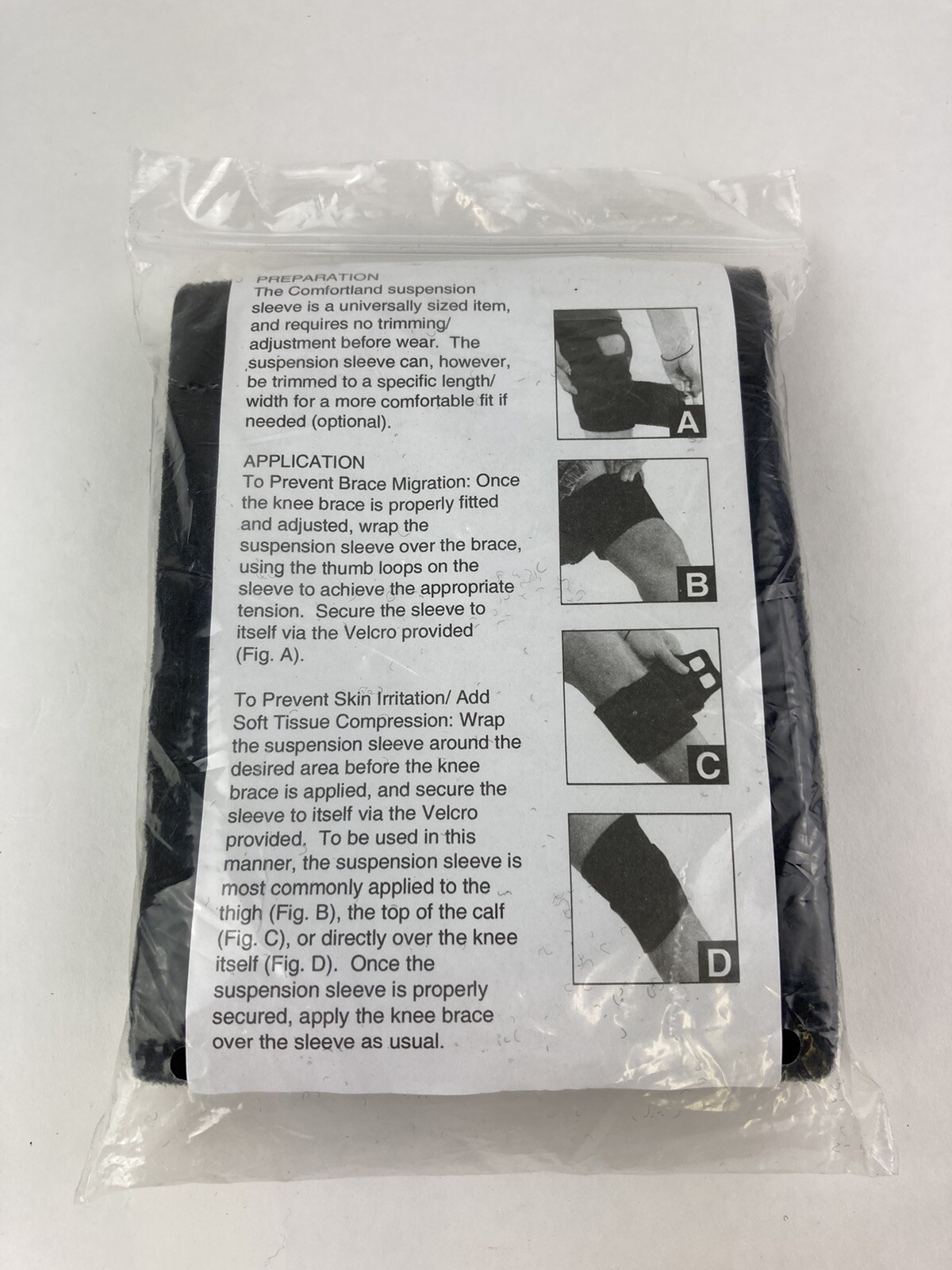 Comfortland Suspension Sleeve Knee Brace CK-007 Black New OA