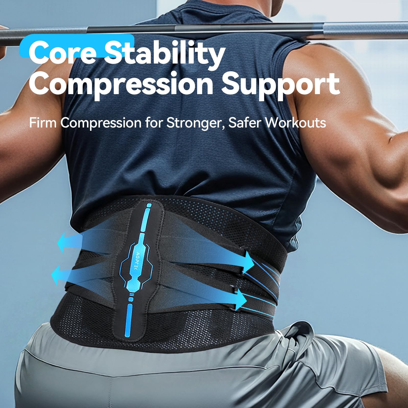 AGPTEK Back Brace for Lower Pain Relief, Breathable Air Mesh Large