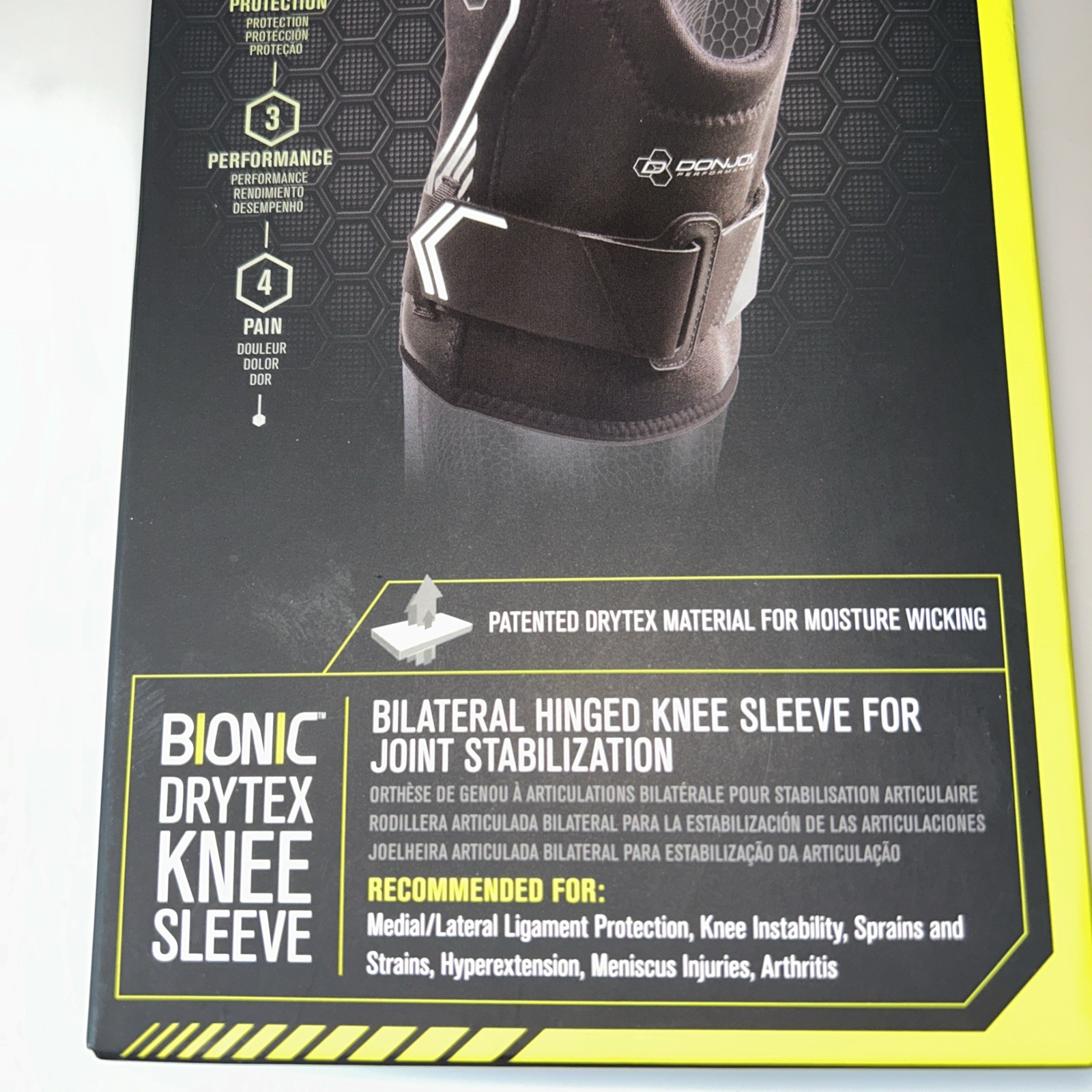 DonJoy Performance Bionic Drytex Knee Sleeve Size S (Left/Right) Color Black
