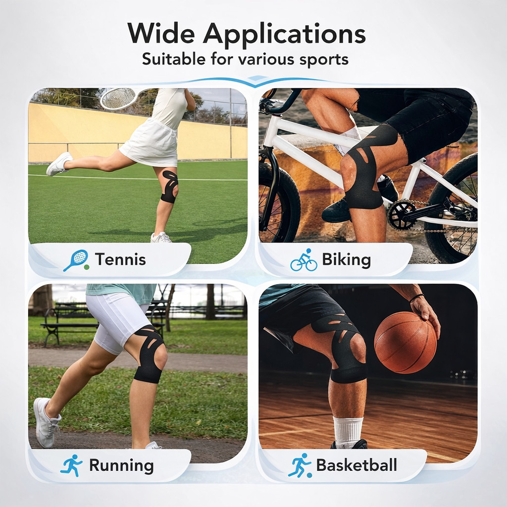 2 Pack Kinesiology Knee Tape Pre-Cut Sports Tape Pain Relief Support 24pcs