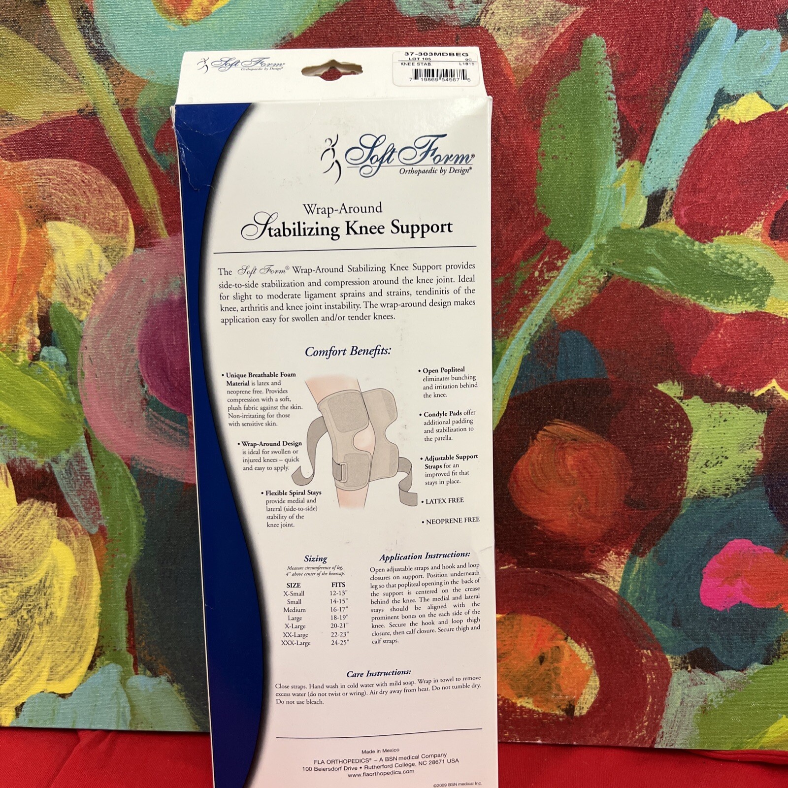 FLA Soft Form Wrap Around Stabilizing Knee Support, Beige, Medium New In Box
