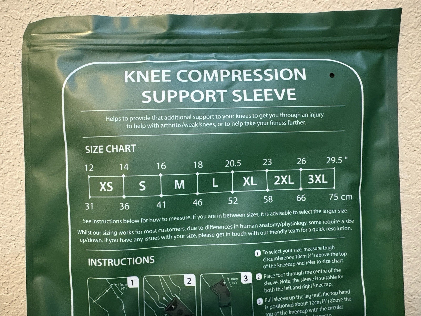Knee Compression Support Sleeve Size Large Rymora Brand New Non-Slip Grip Band