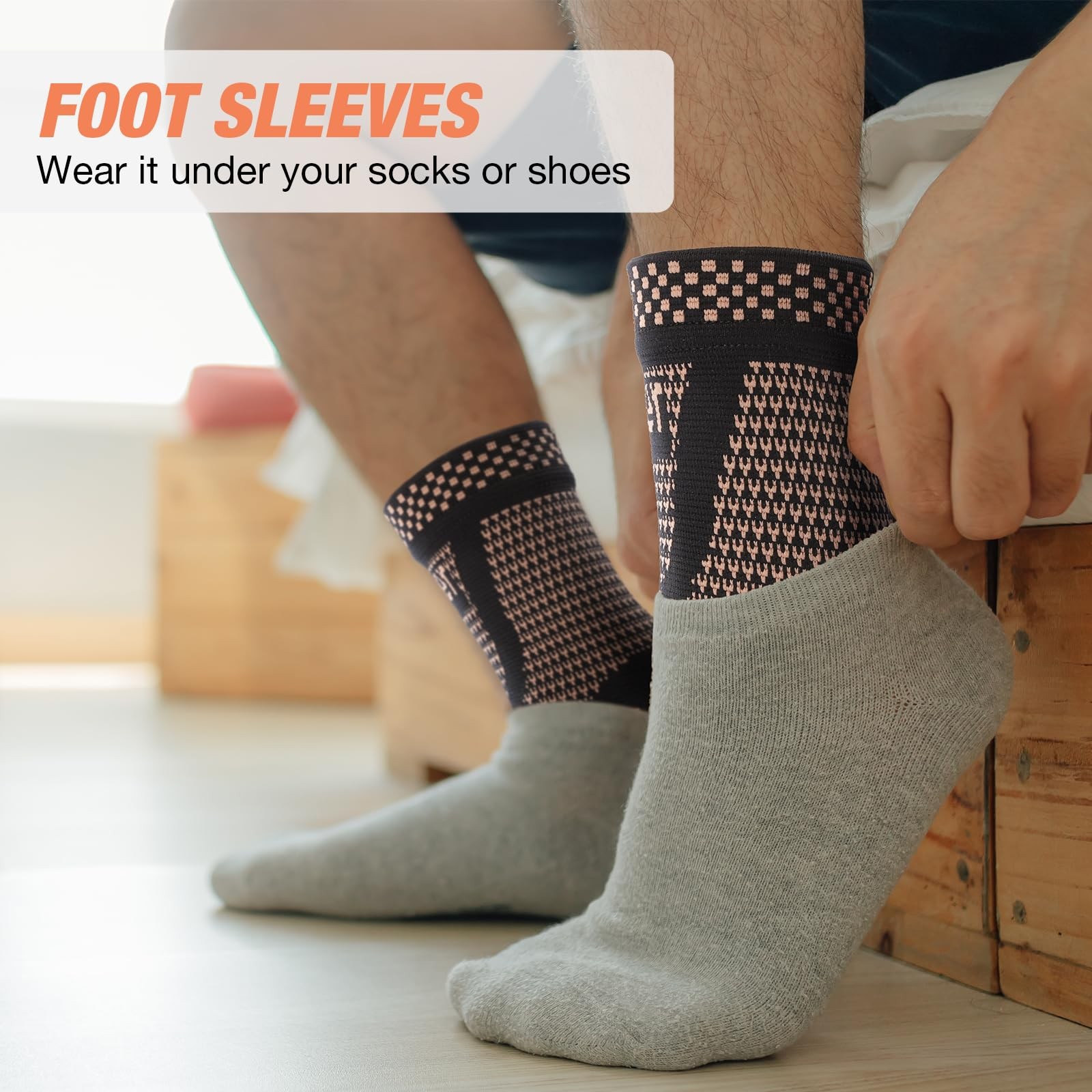 DOEPLEX Copper Ankle Brace Compression Sleeve for Women & X-Large, Black/Gold