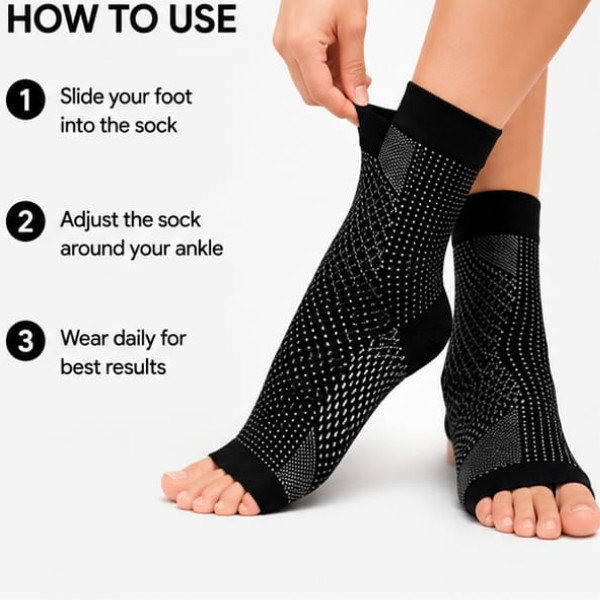 1 Pair Compression Toeless Socks Ankle Support Plantar Fasciitis Foot Relief