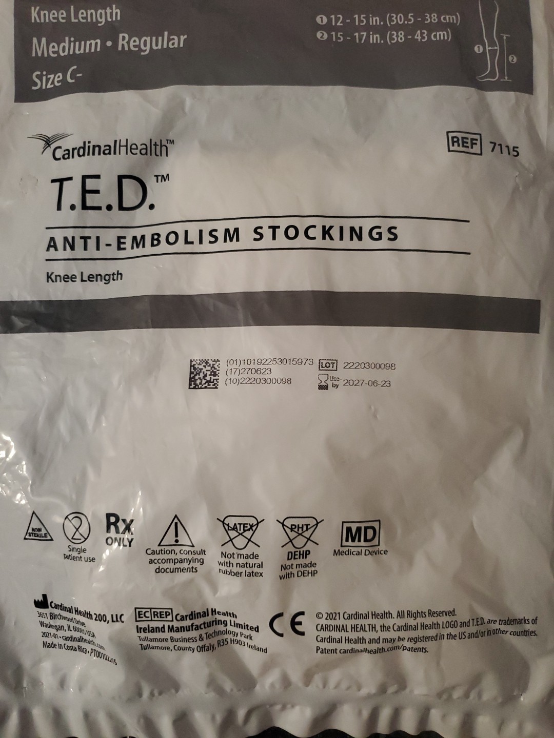🤍 T.E.D Knee-Length Anti-Embolism Stockings Medium Regukar White Size C
