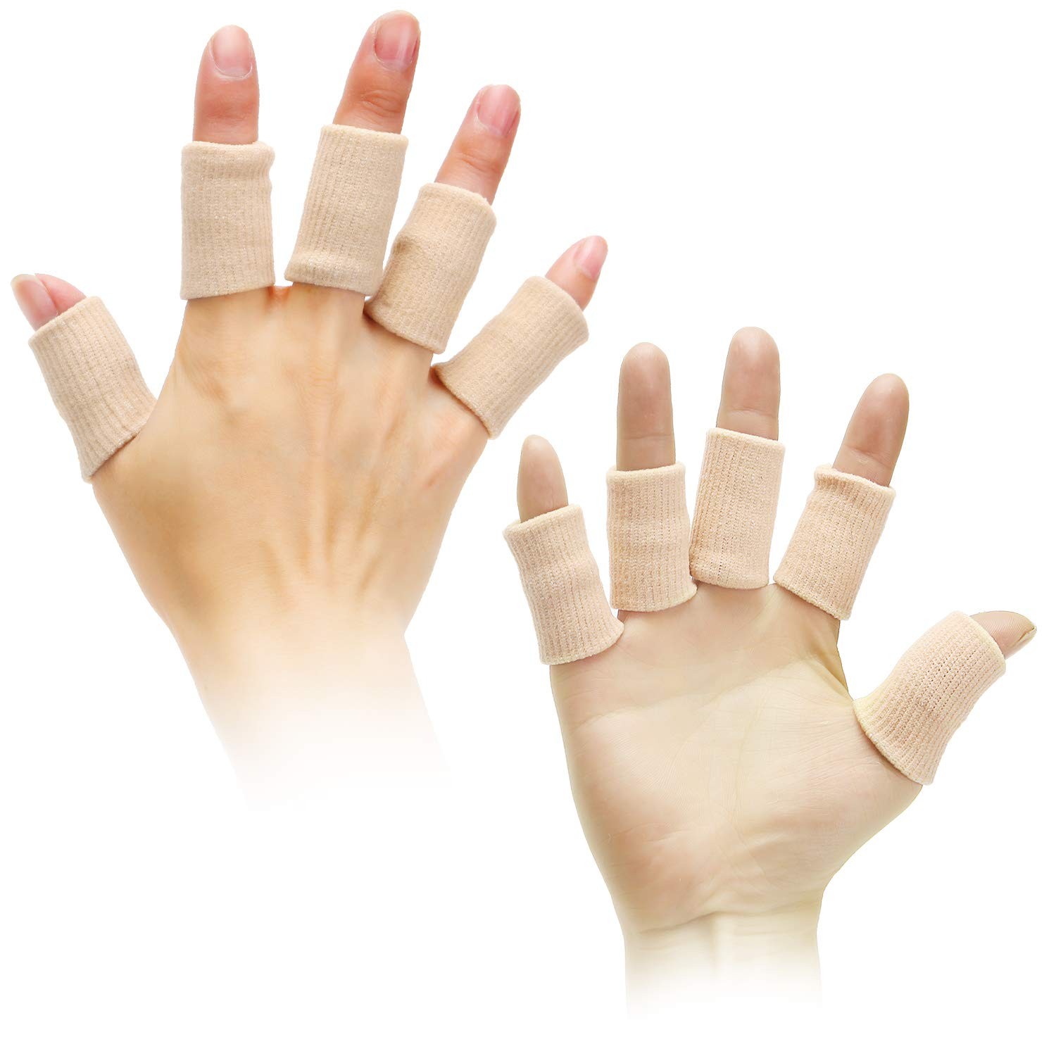 Senkary 20 Pieces Finger Compression Sleeves 20 Count (Pack of 1), Beige