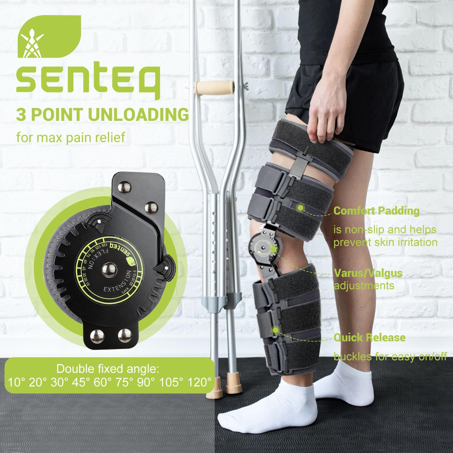 Adjustable ROM Knee Brace for Post-Op Support – Left & Right Leg, Unisex