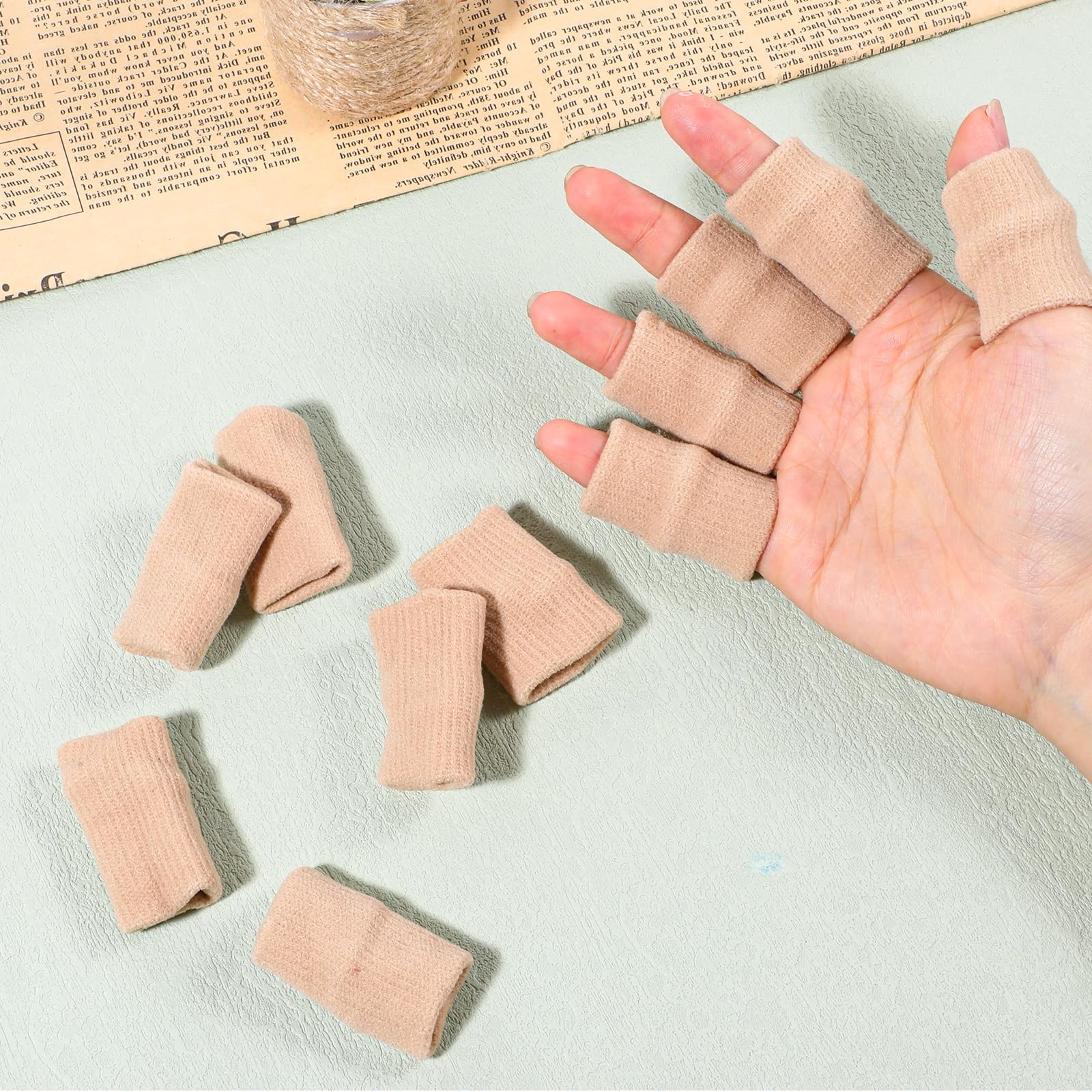 20 Pcs Breathable Finger Sleeves Thumb Splint Elastic Support Compression Sleeve
