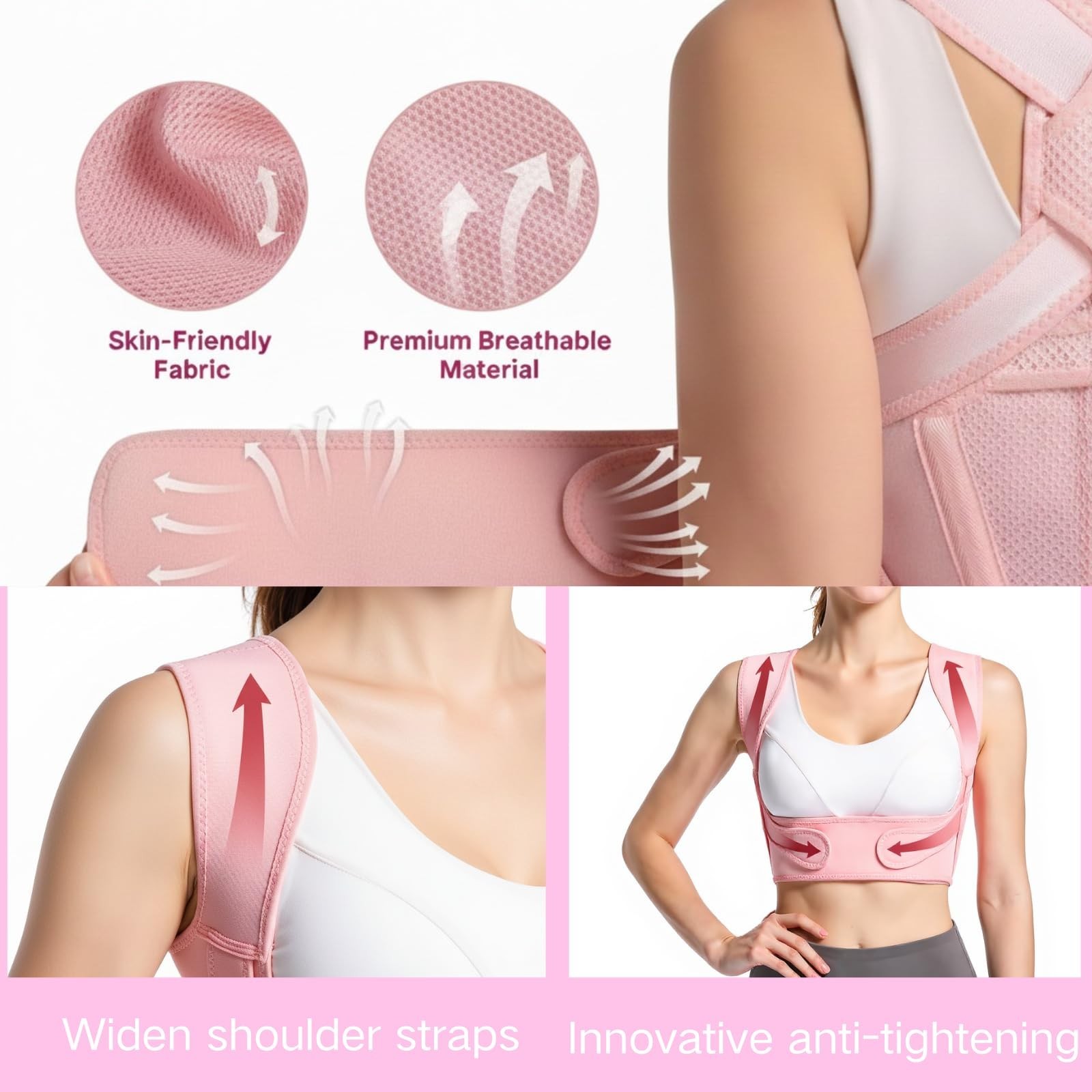Women’s Adjustable Posture Corrector Brace for Back Neck Shoulder Support