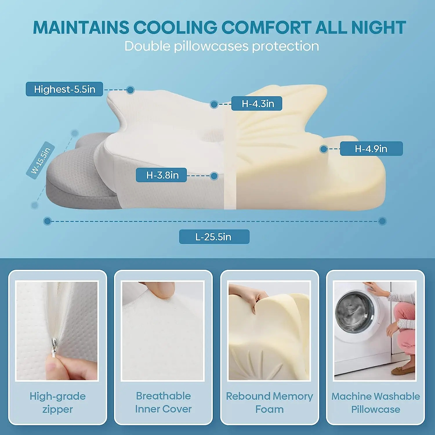Orthopedic Memory Foam Pillow – Ergonomic and Odorless, Sou