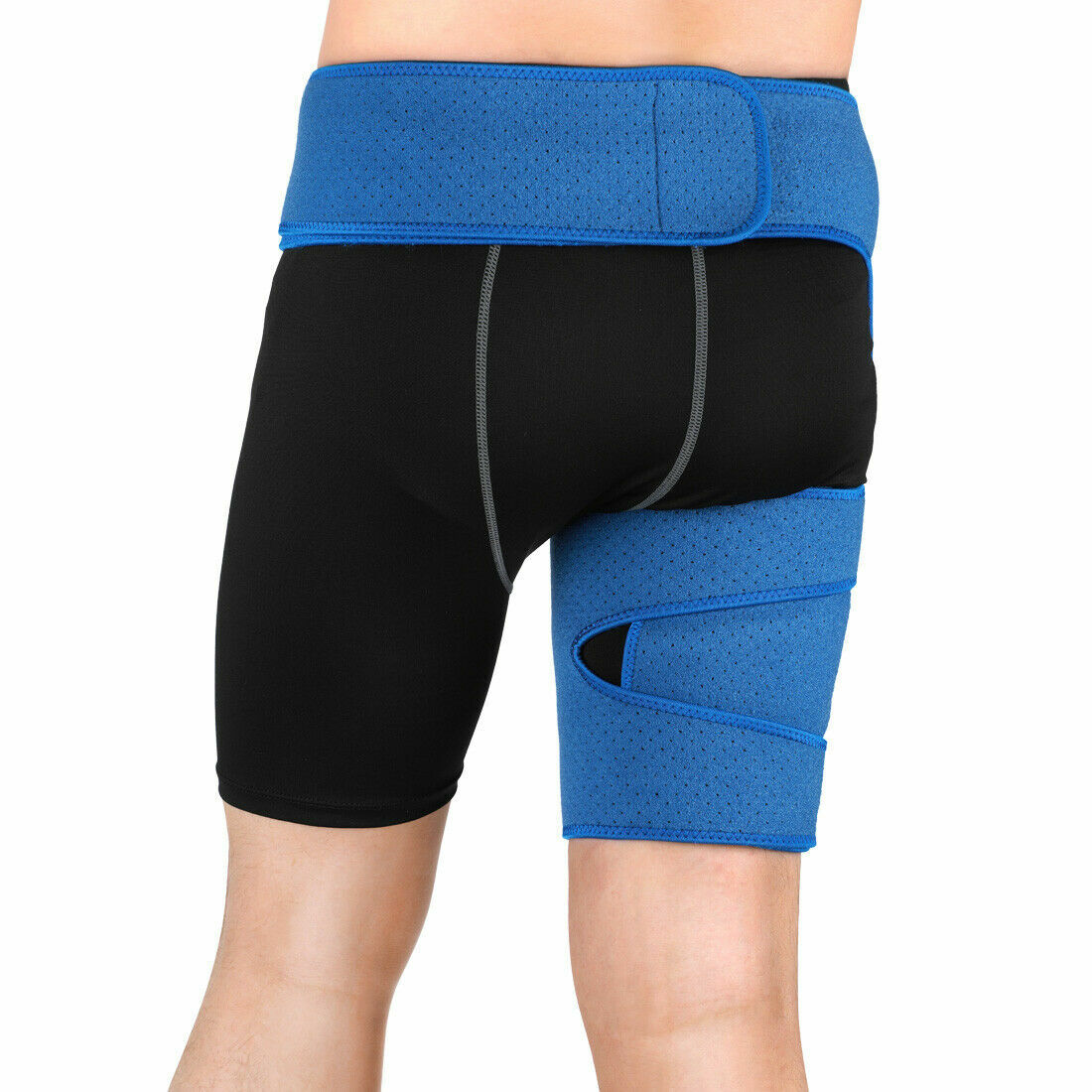Doact Blue Perforated Breathable Belt Waist Groin Compression Wrap Support Thigh