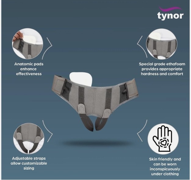 Tynor Inguinal Double Hernia Support With Two Truss pad hernia Belt Small size