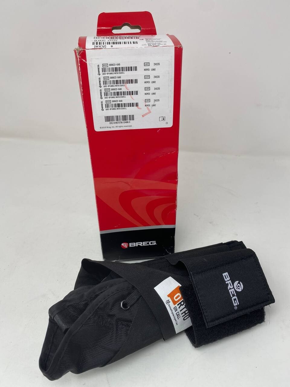 Breg Lace Up Ankle Brace with Stays sz Large Open Box