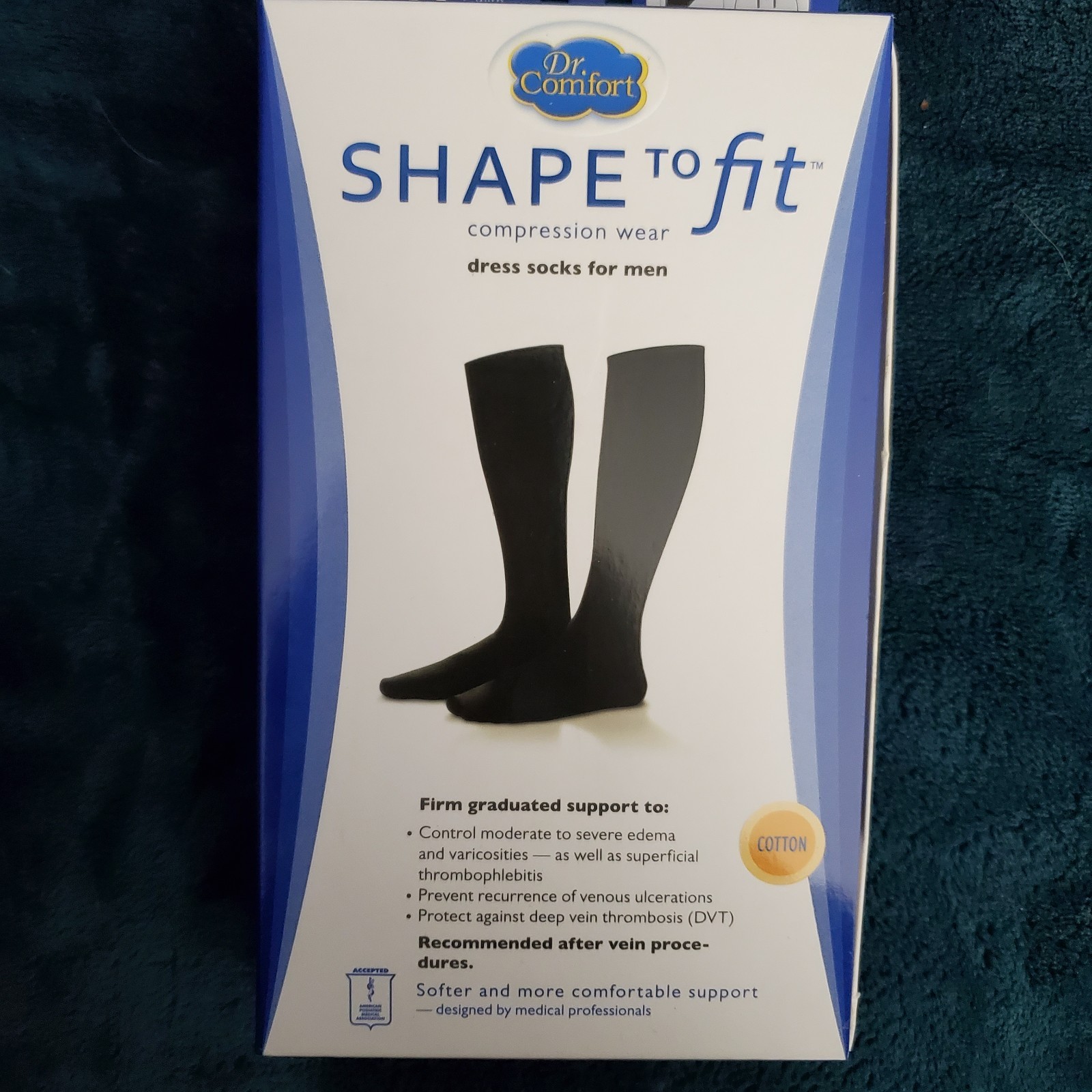 Dr. Comfort Shape To Fit Dress Compression Socks For Men 20-60 mmHg Black M
