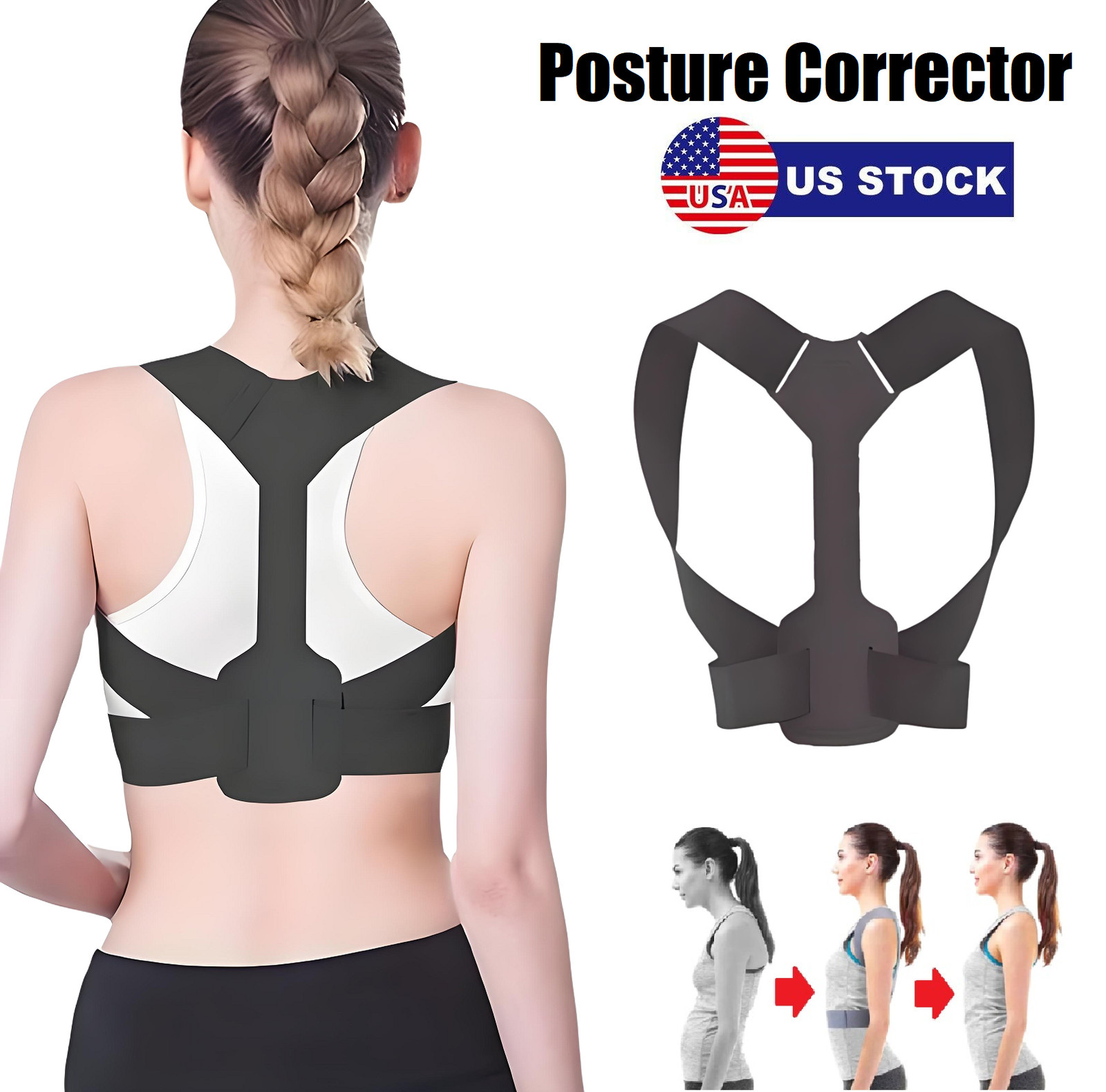 Back Brace Posture Corrector Women Men Shoulder Straightener Adjustable Support