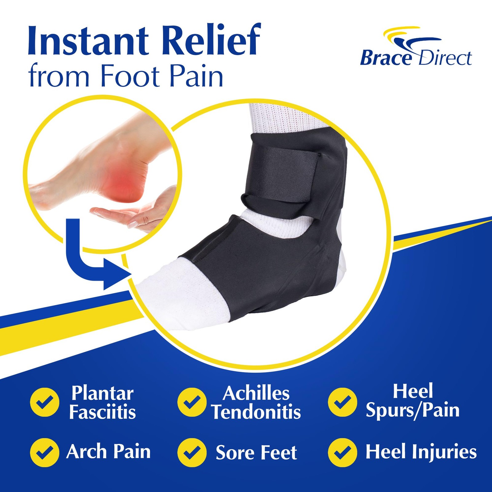 Plantar Fasciitis Air Wrap Brace Support Large Fits Men 11.5-14 Women 12.5-15