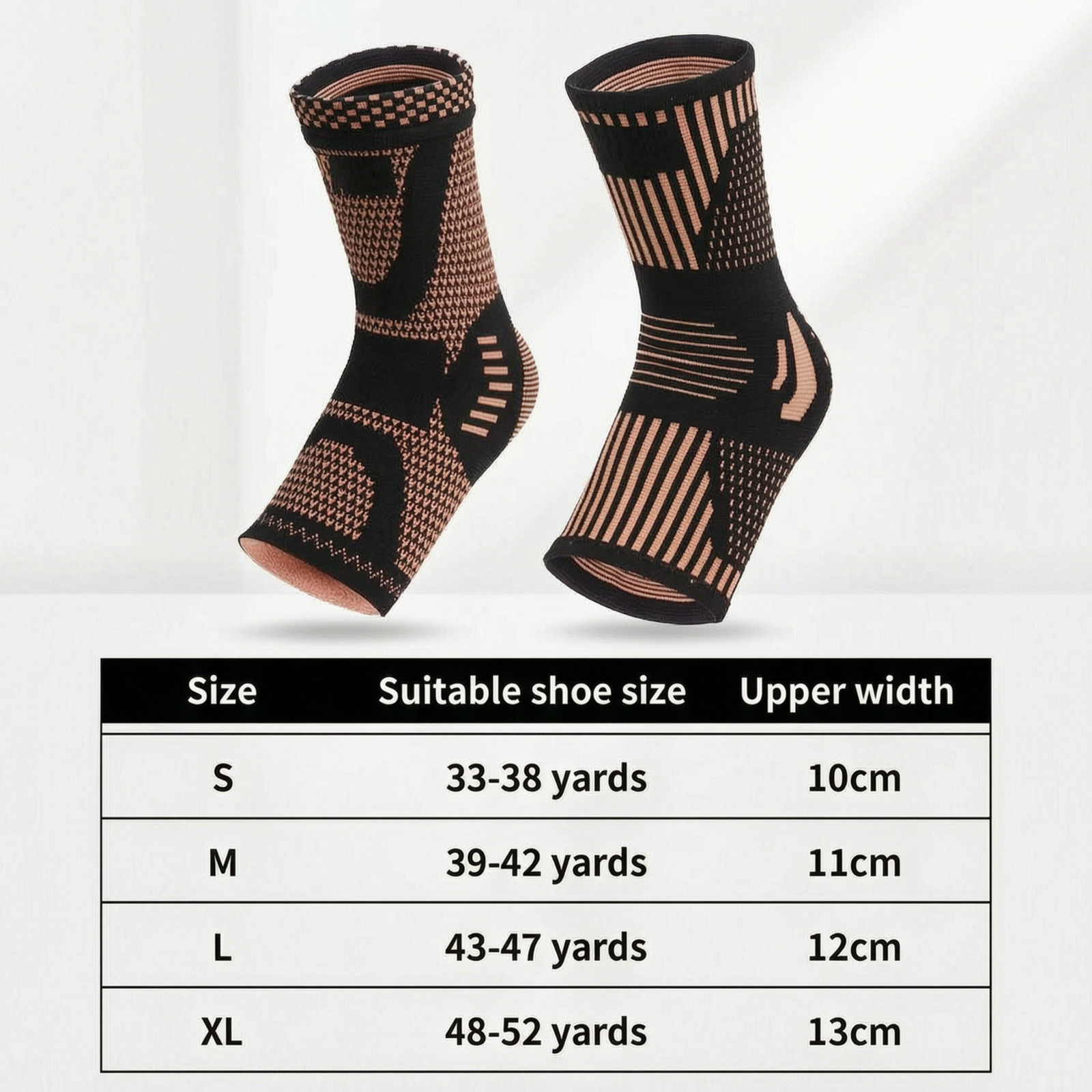 Copper Ankle Brace Compression Sleeve Support for Running Sports Sprain Pain