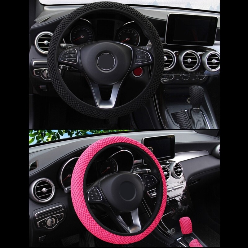 Universal Steering Wheel Cover Microfiber Anti-slip Breathable 14.5-15.3Inch