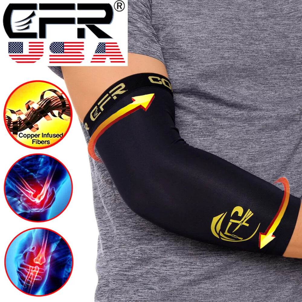 Elbow Support Arm Brace Copper Compression Sleeve Joint Arthritis Pain Relief