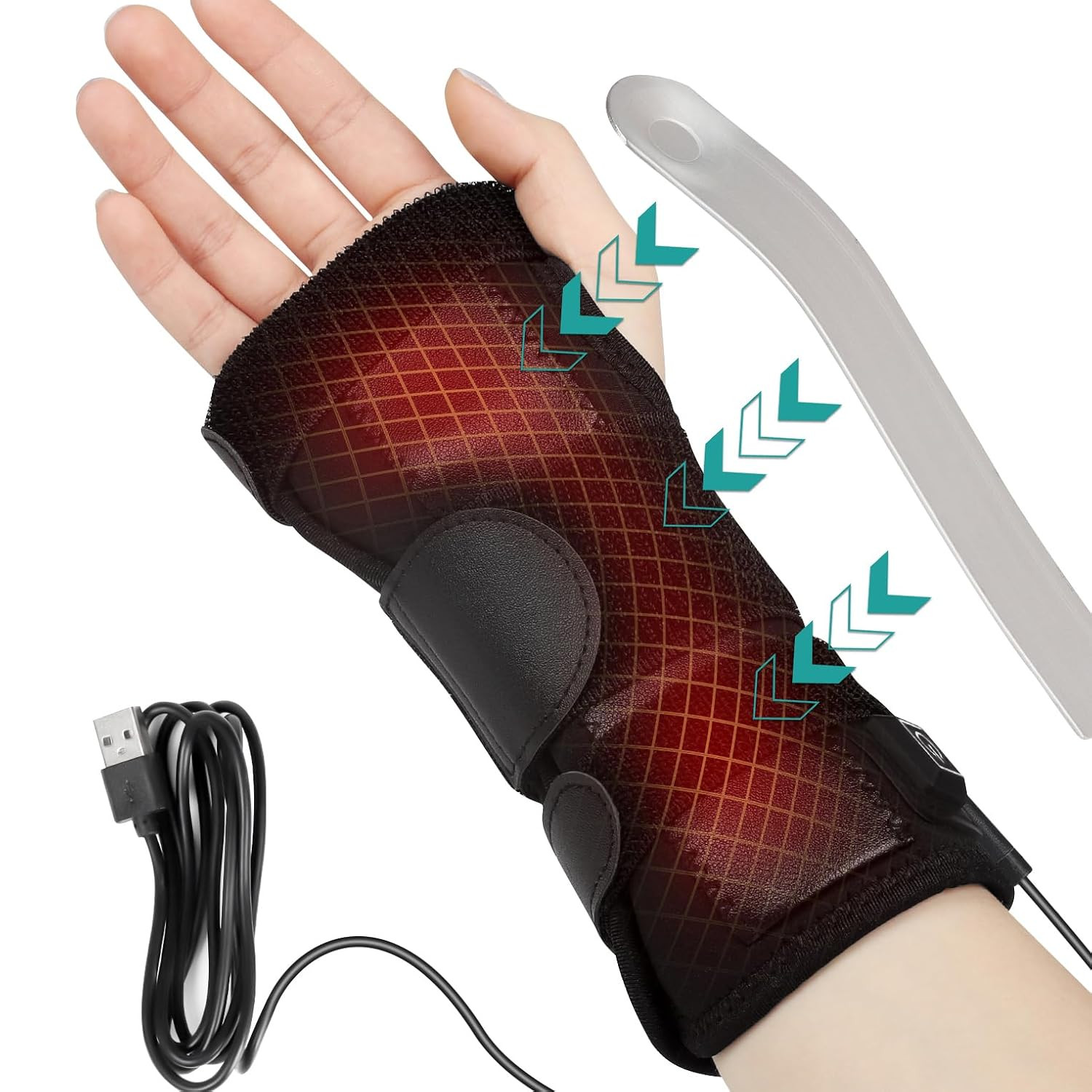 Wrist Thumb Brace Heating Pad for Arthritis and Carpal Tunnel Relief, Heated