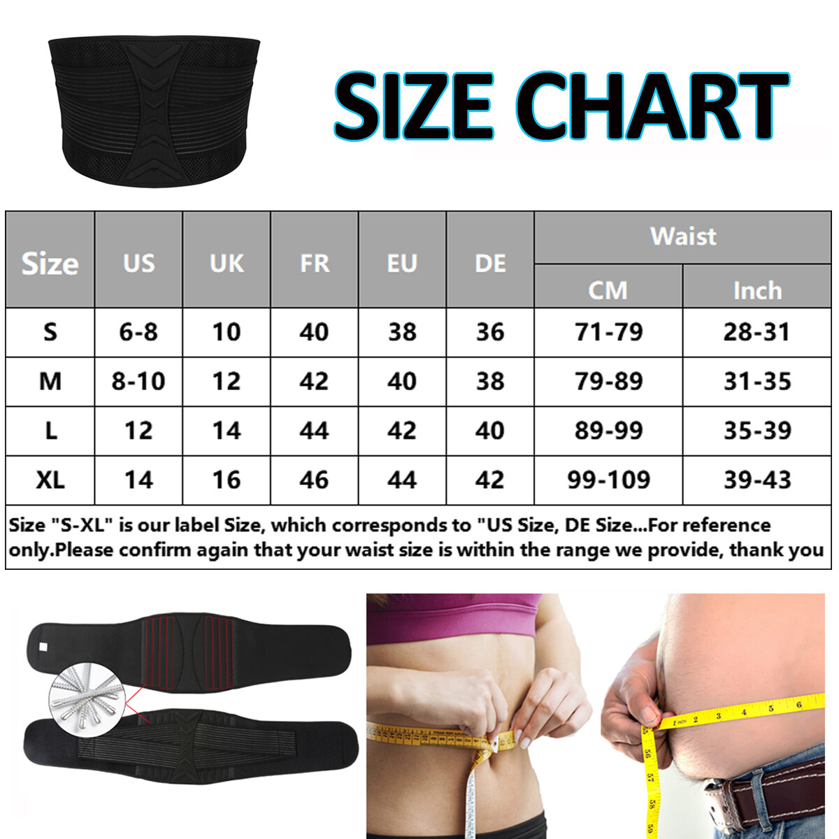 Lower Back Support Brace Lumbar Waist Belt Scoliosis Work Sciatica Pain Relief