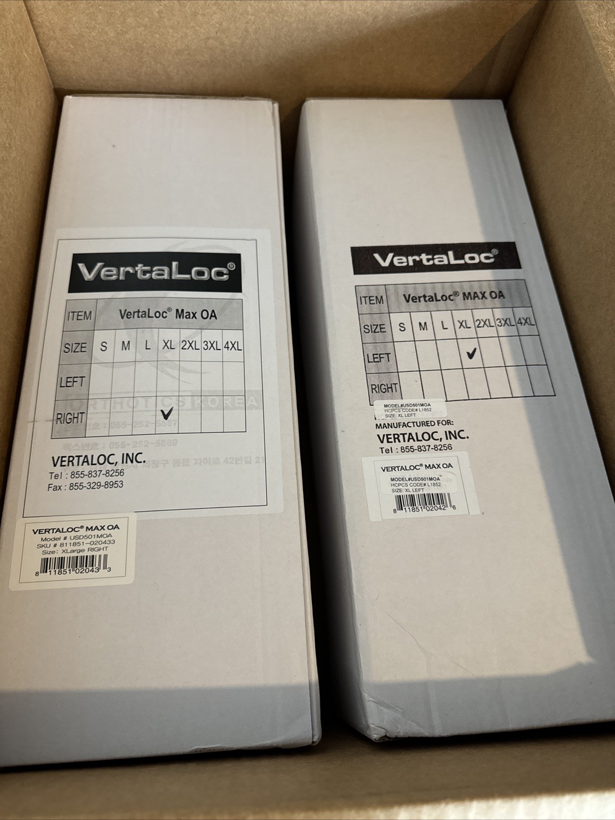 VertaLoc Max OA Right &Left Knee- NEW SIZE XL