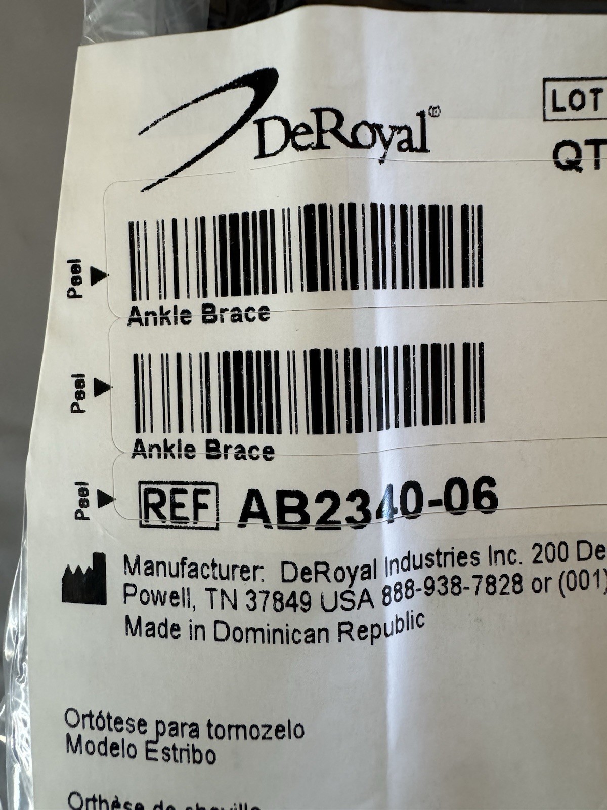 DeRoyal Foam Ankle Brace Adjustable Stirrup Style 10″ High AB2340-06 (1 Brace)