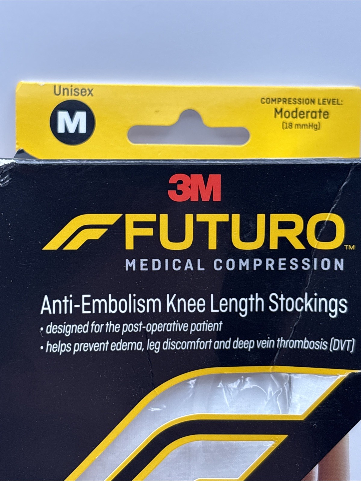 3M Futuro Knee Length Stocking Anti-Embolism Moderate Compression, White Sz: M