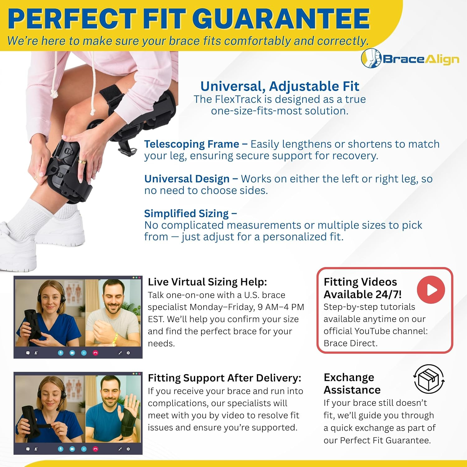 Flextrack ROM Telescoping Post Op Knee Brace – Adjustable Hinged Stabilizer for