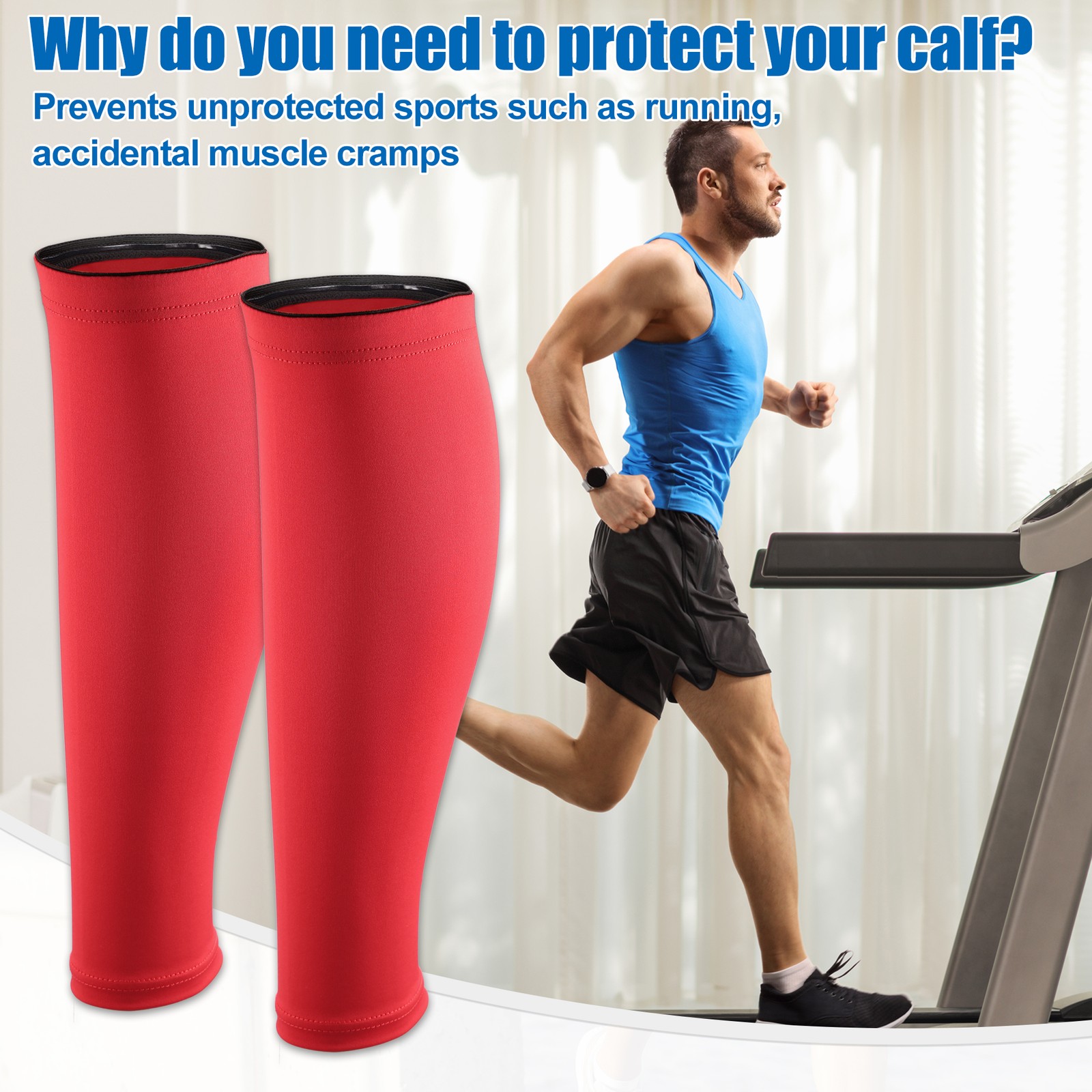 1 Pair Leg Calf Compression Sleeve Reduction Joint Pain Red L