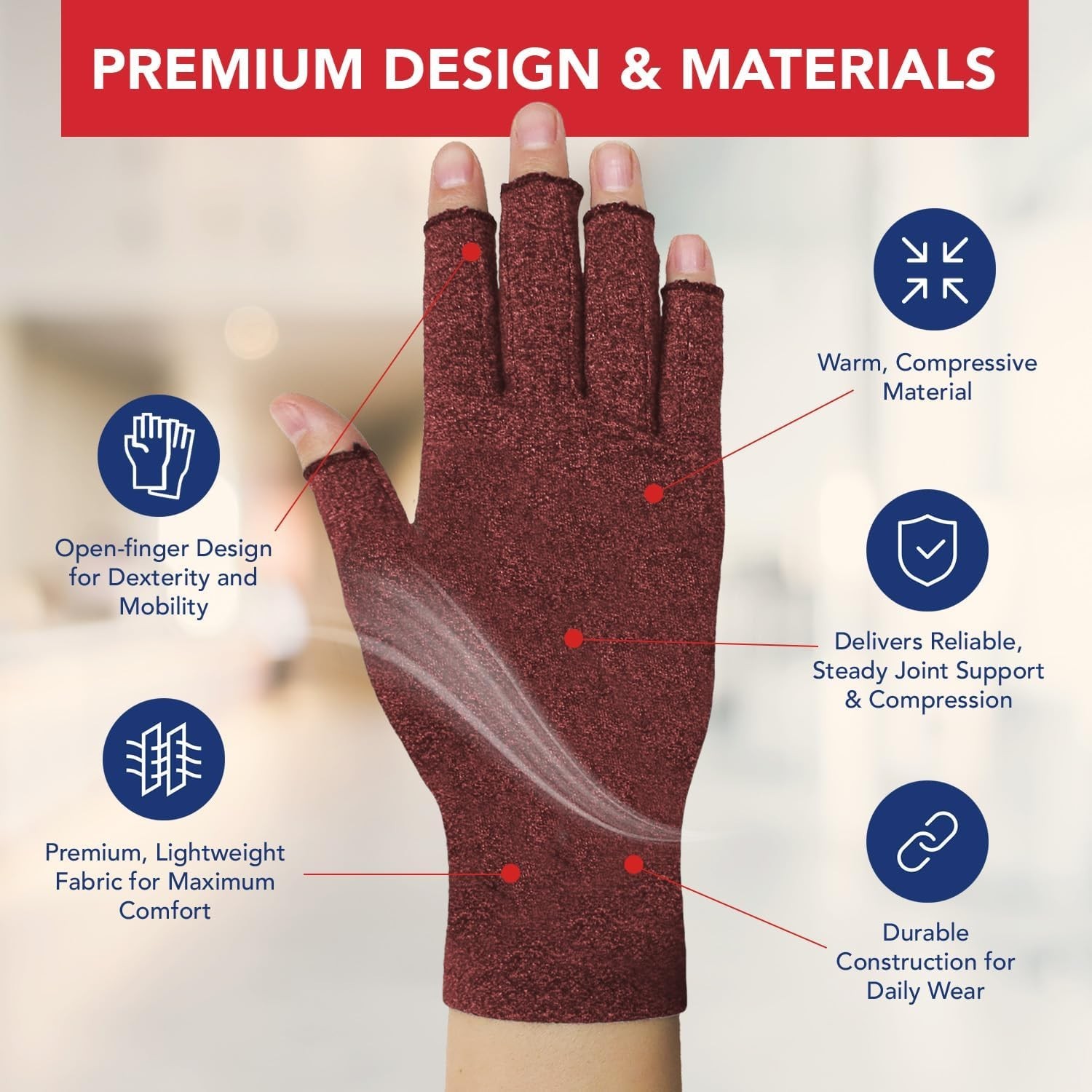 Breathable Compression Gloves for Hands – Ideal for Arthritis & Carpal Tunnel