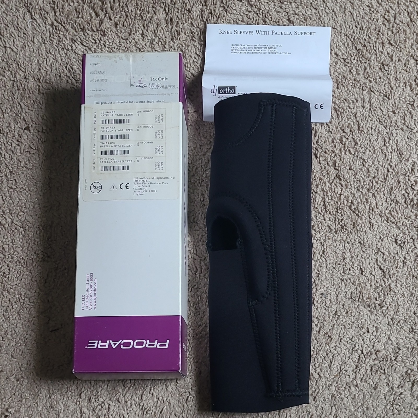 ProCare Patella Stabilizer Knee Brace, Size S, Black, CE, Latex Free 79-94423