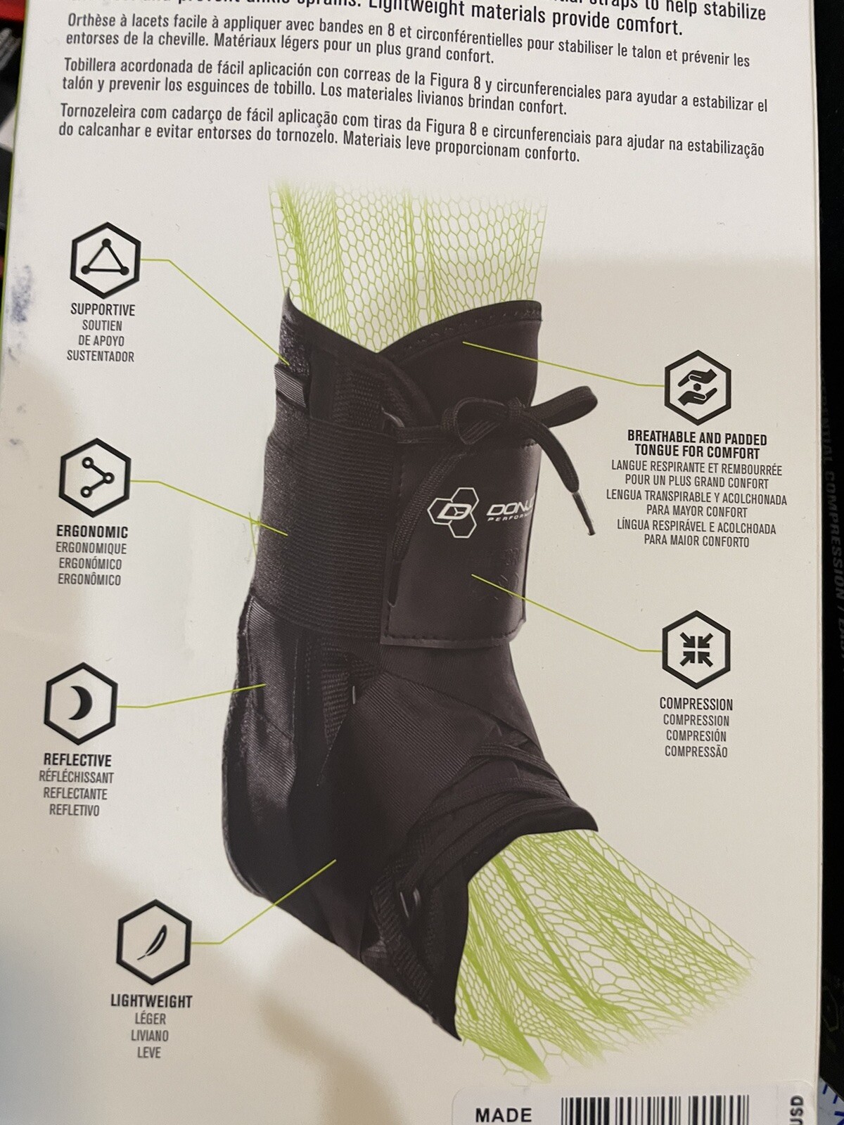 2X DonJoy Performance ANAFORM Lace-Up Figure-8 Straps Ankle Brace. MEDIUM