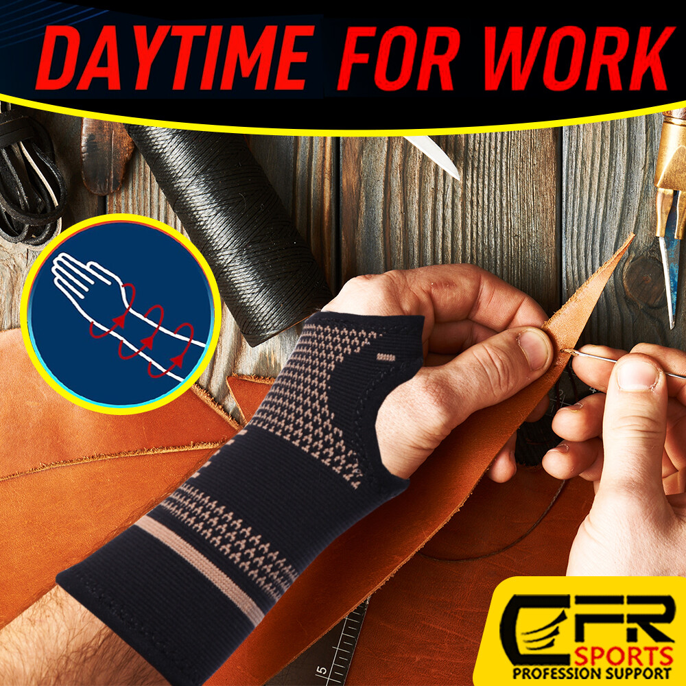 Copper Wrist Brace Support Compression Sleeve Arthritis Gym Carpal Tunnel Hand