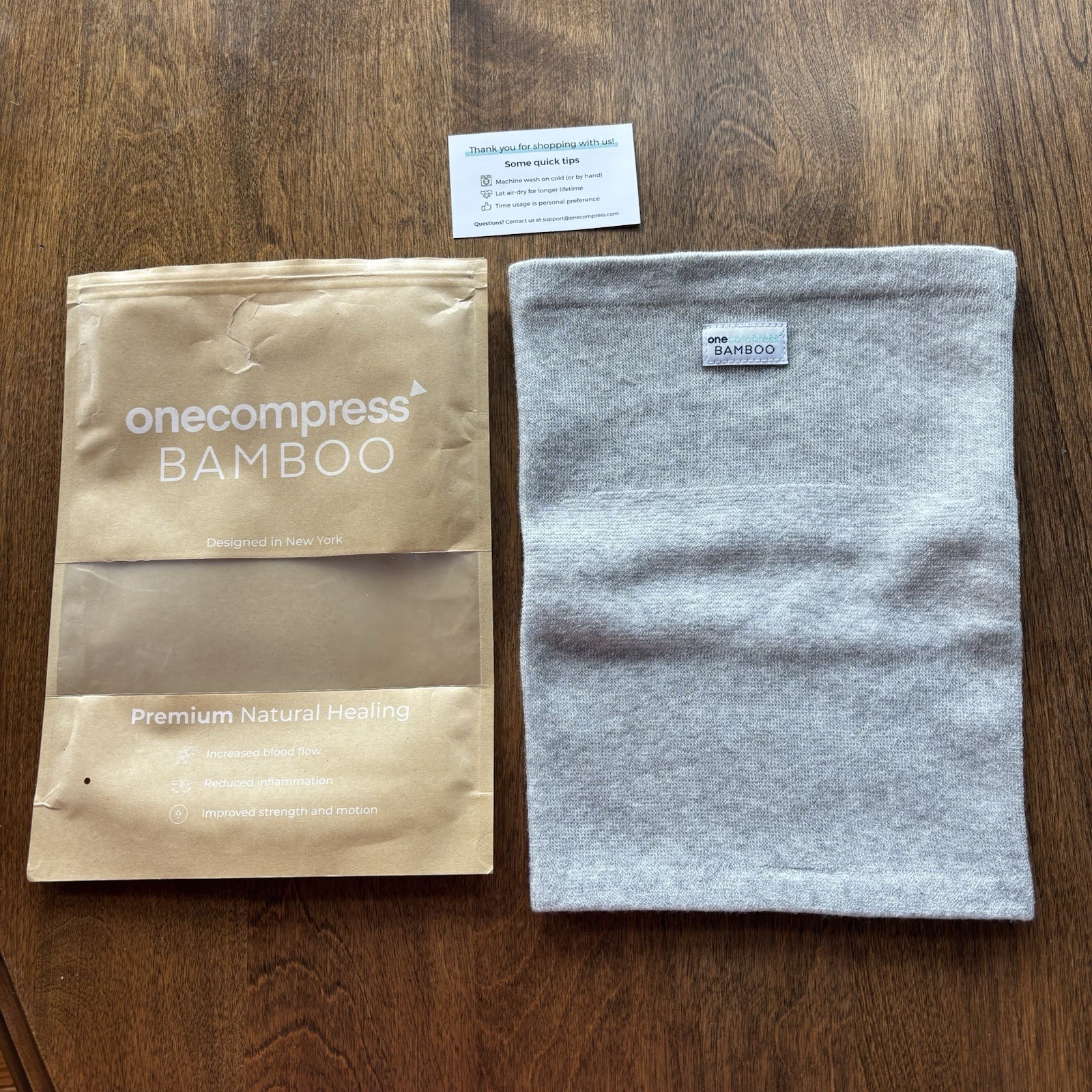 Onecompress Bamboo Knee Compression Sleeve Size 3XL Light Gray Open Box NEW