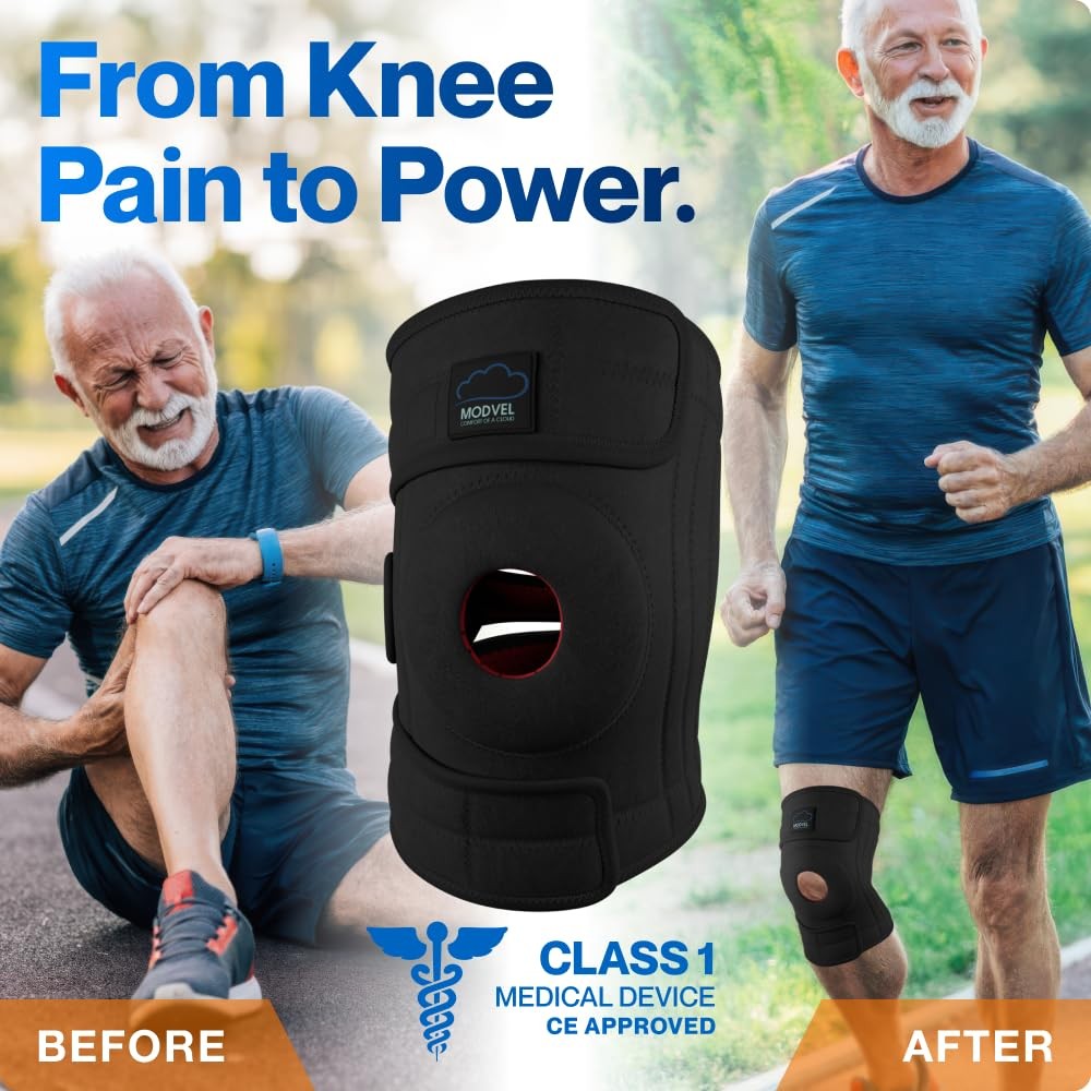Modvel ELITE Knee Brace for Men & Women – Patella Gel Large/X-Large, A Black