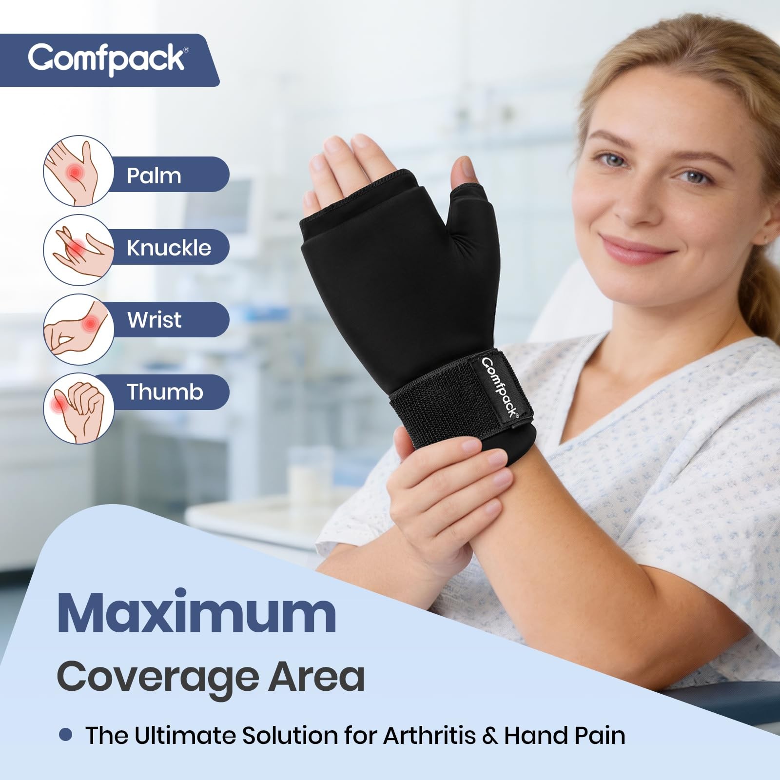 Hand Ice Pack Glove, Soft Gel Thumb Ice Pack Wrap Reusable Hot Cold Therapy W…