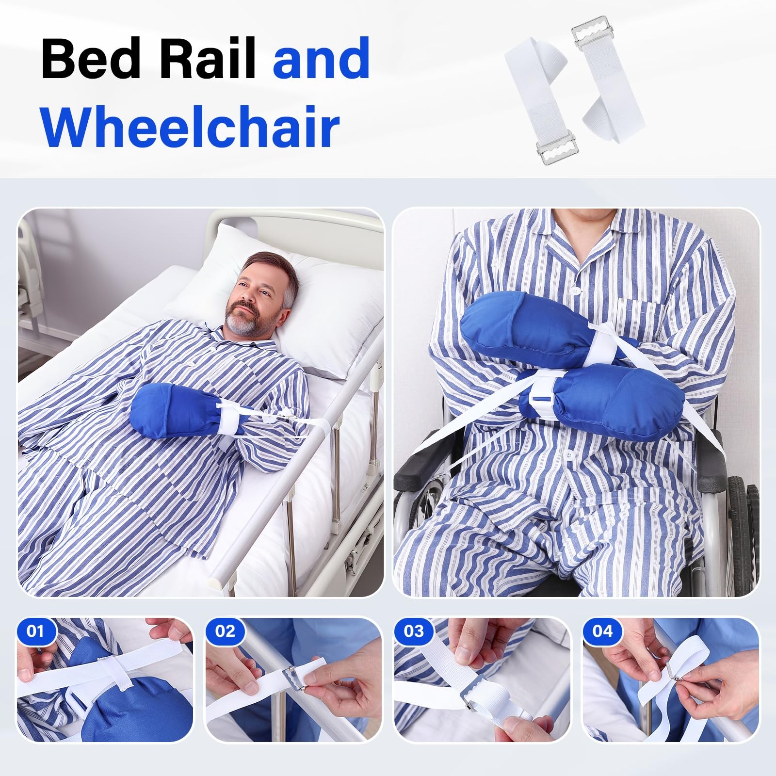 BORuner Dementia Gloves 2pcs |Double-Padded Restraint Security Mitts,Open Front