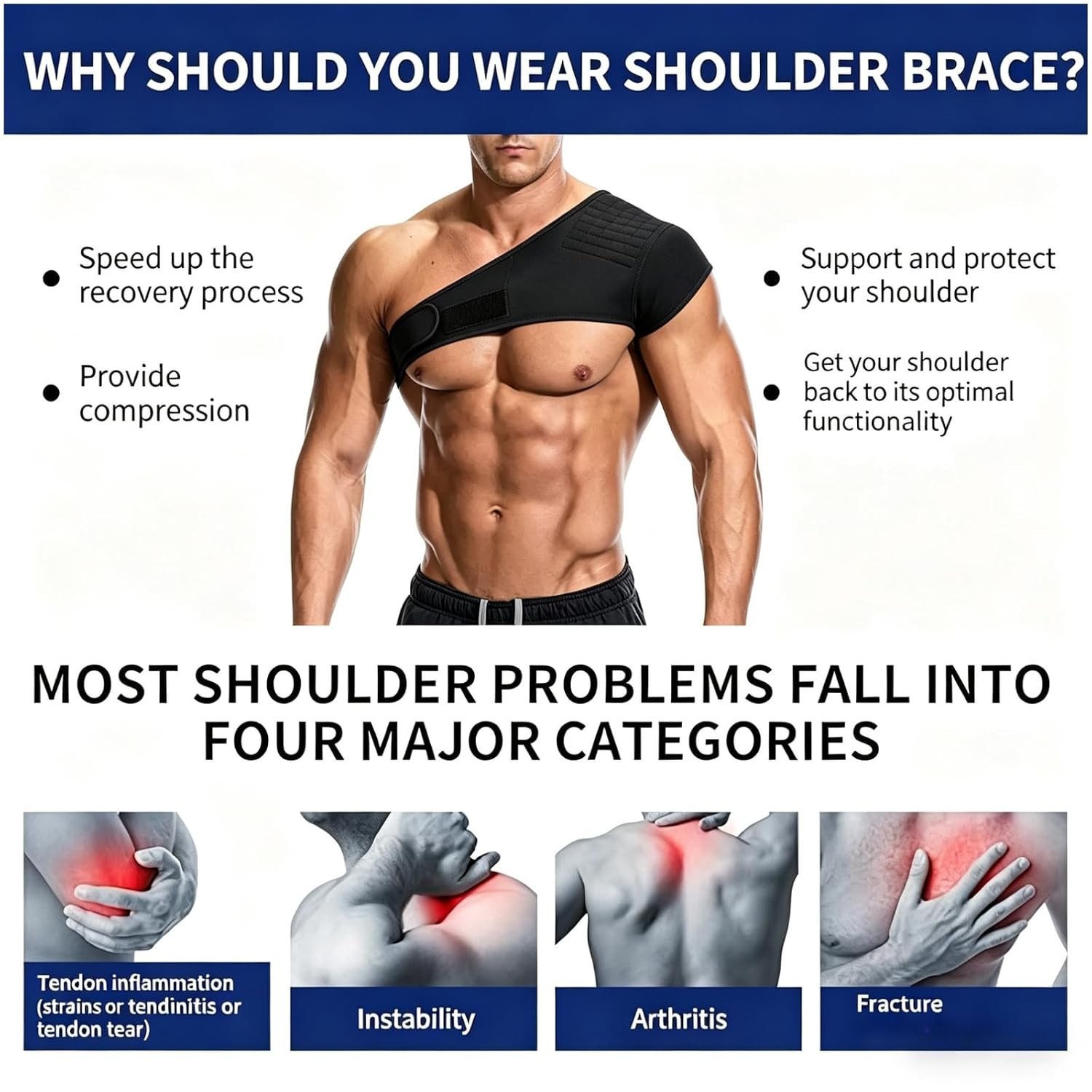 Shoulder Brace, Rotator Cuff Support Brace and Arm Sling for Pain Relief