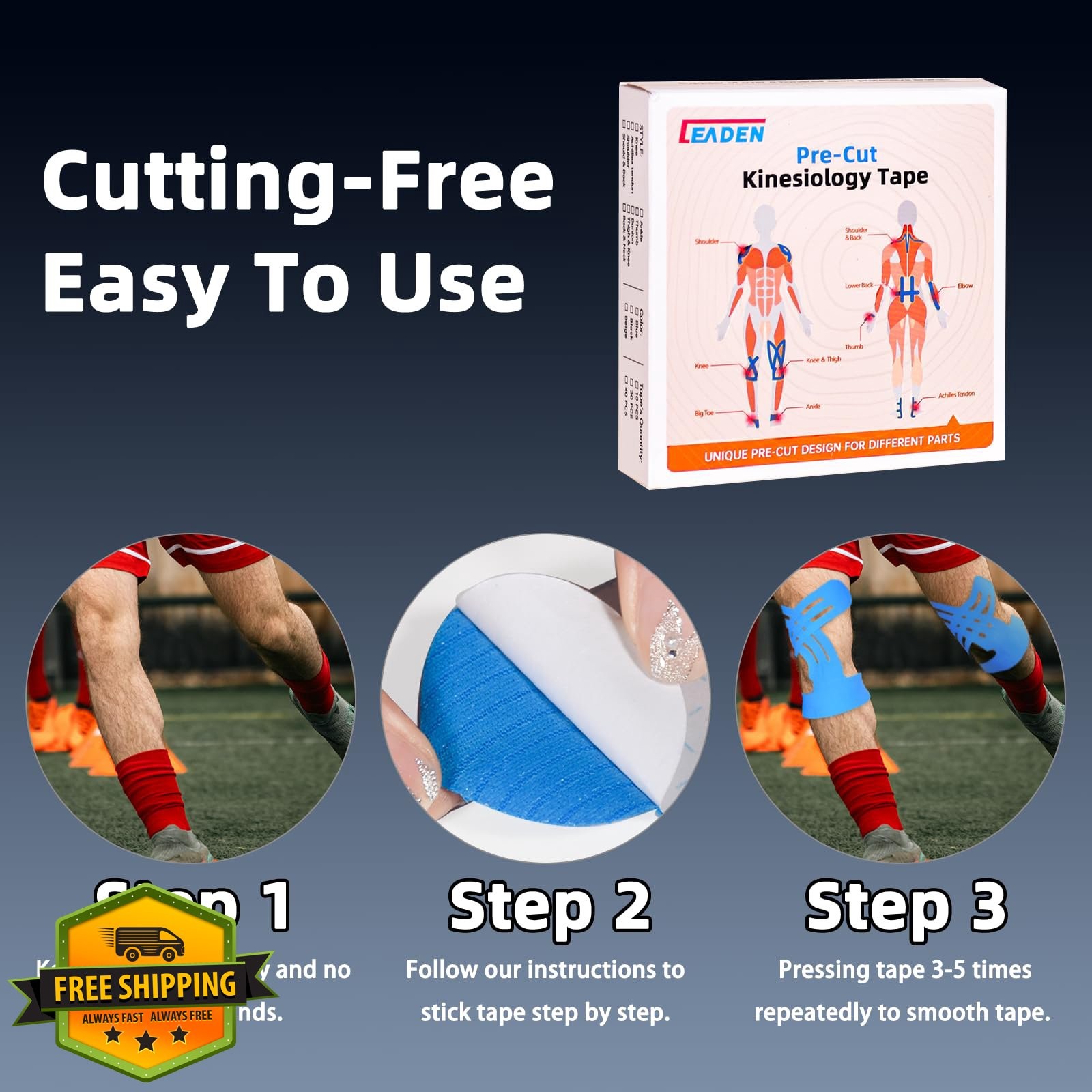 IEADEN Kinesiology Tape Blue 10 Pcs Knee Support