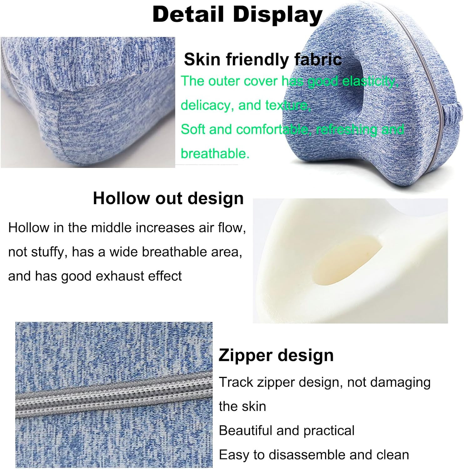 Memory Foam Knee Pillow for Side Sleepers, Adjustable Leg Support for Alignment