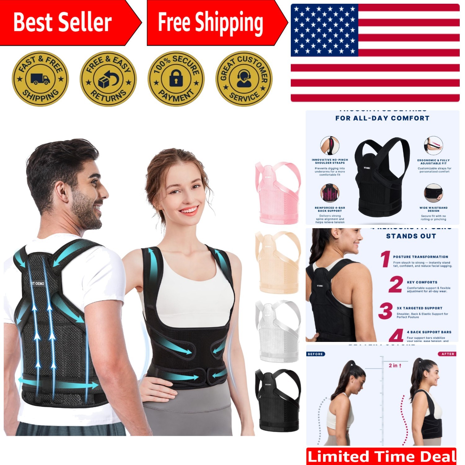 Lightweight Posture Corrector – Spinal Health & Pain Relief for Comfortable Wear