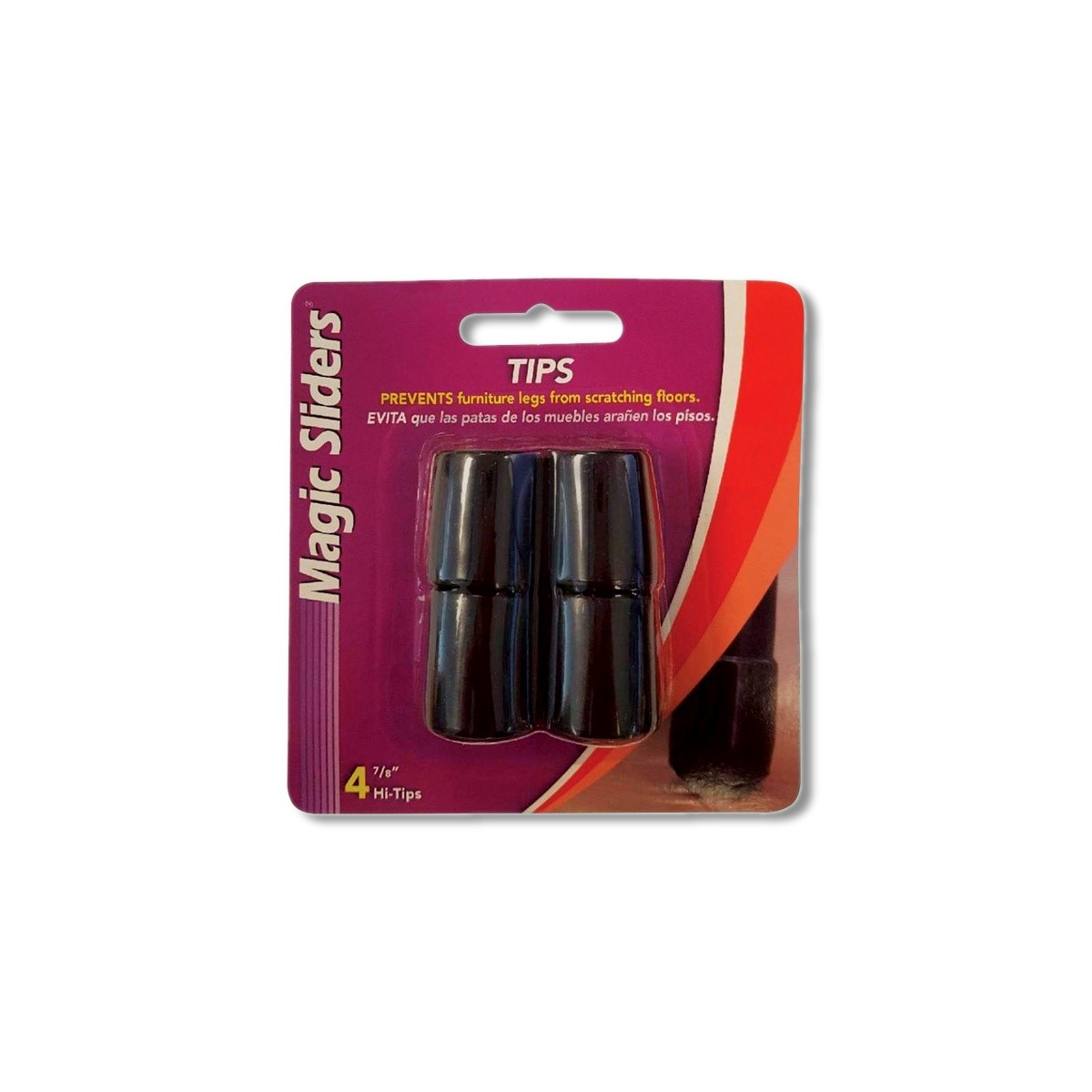Magic Sliders Vinyl Leg Tip Black Round 7/8 in 4 pk 97077