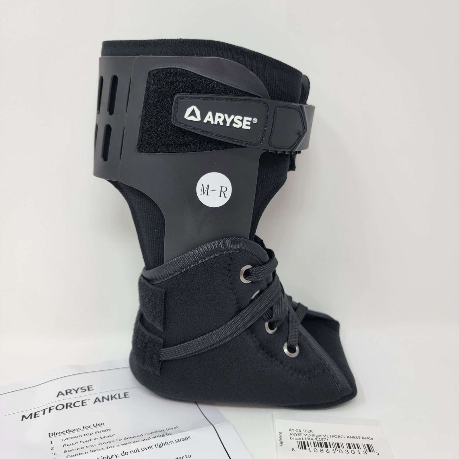 New! ARYSE AY-06-102R Medium Right – Metforce Hinged Ankle Brace M-R Black