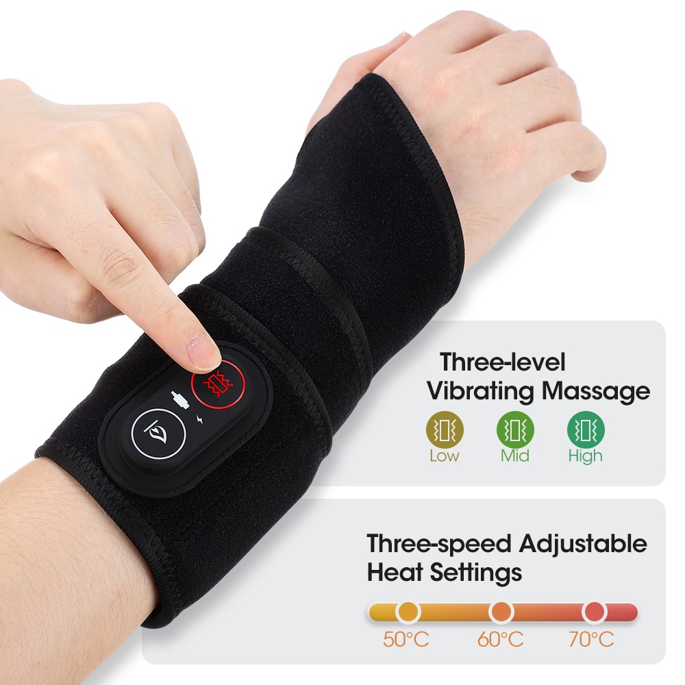 Electric Infrared Heated Wrist Wrap Brace Hand Massage Vibration for Pain Relief