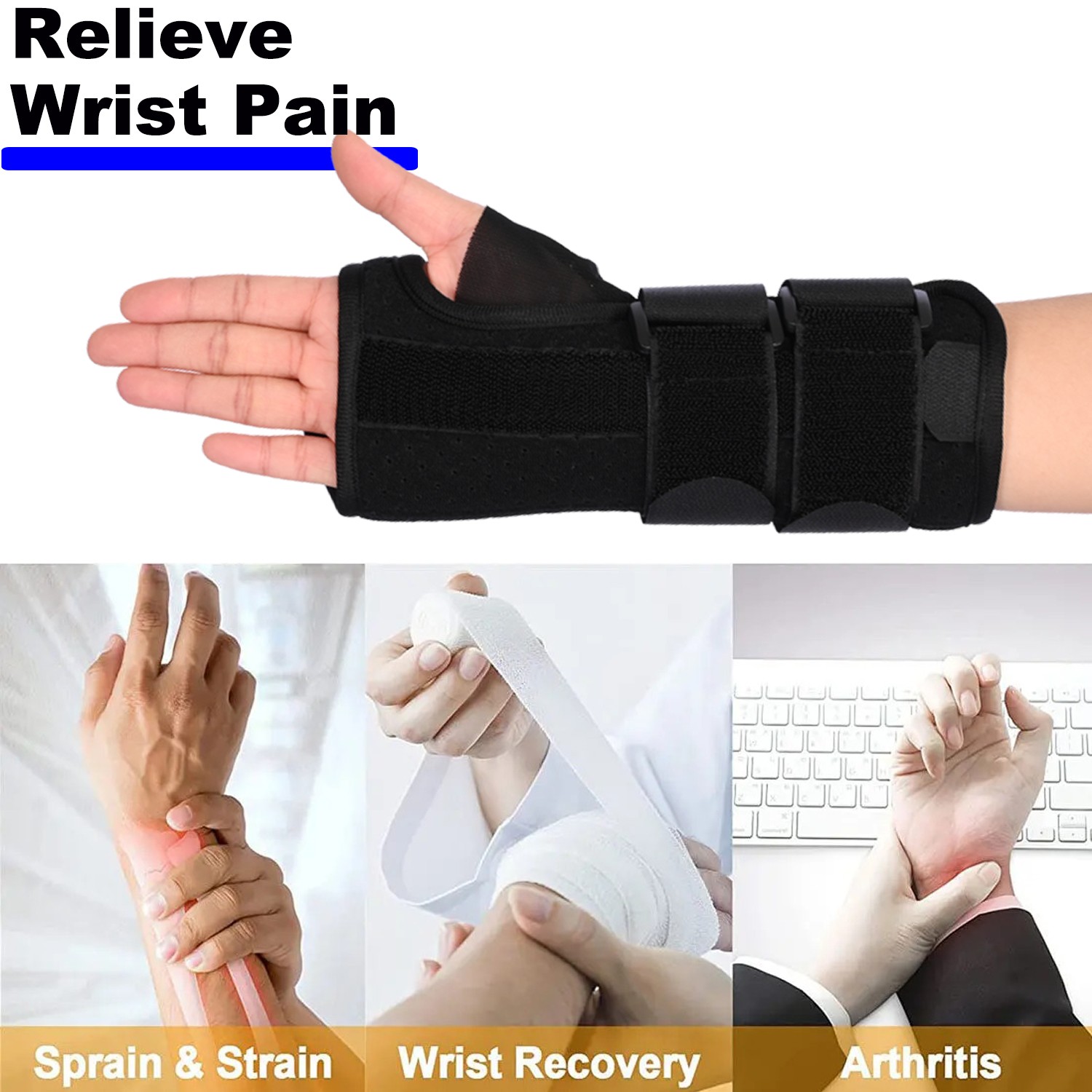 Wrist Support Brace Adjustable Splint Arthritis Band Carpal Tunnel Wrist Brace